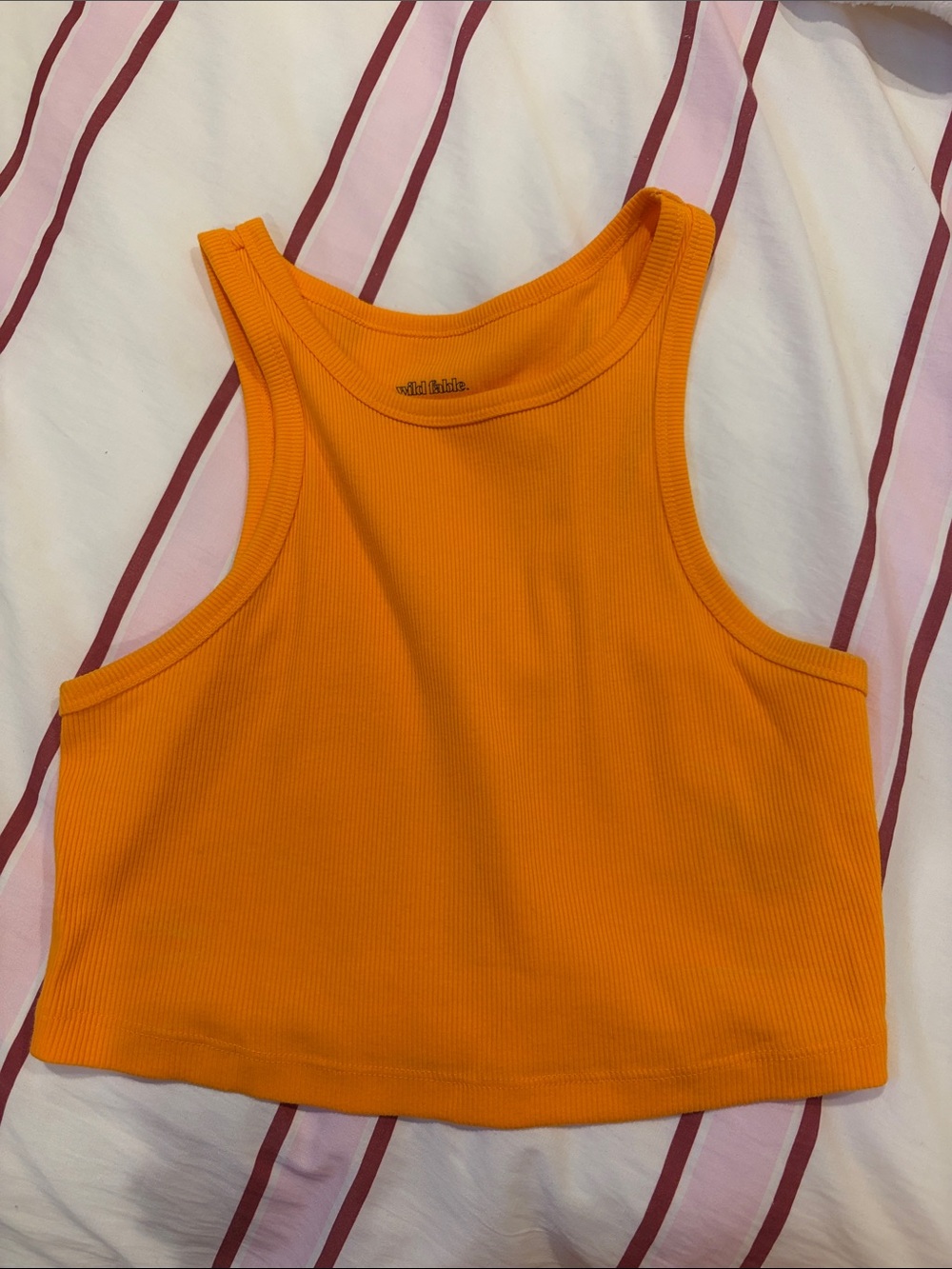 wild fable Bright Orange Ribbed Cropped Tank